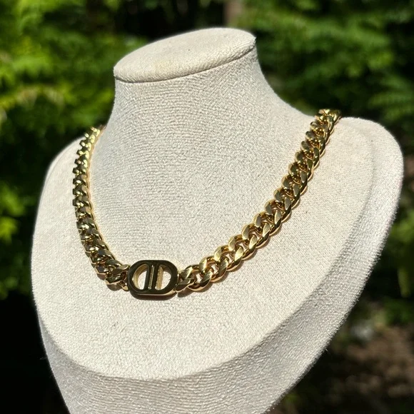 18K Gold Plated Stainless Steel Choker Chain Necklace - Picture 4 of 6